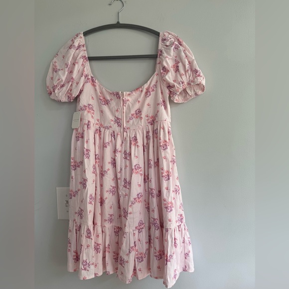 NEW Altard State Kate Puff Sleeve Cottagecore Babydoll Pink Mini Dress - Picture 4 of 6